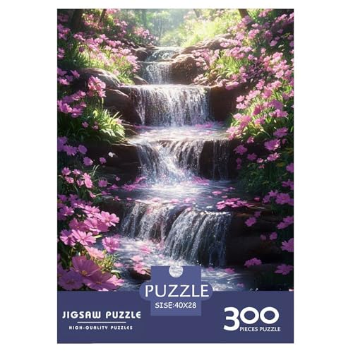 Wasserfall-Kirschblüte Holzpuzzles 300 Teile Erwachsene Wohnkultur Geschicklichkeitsspiel Für Die Ganze Familie Lernspiel Geburtstagsgeschenk Stress Relief 300pcs (40x28cm) von SHUNXIFQ