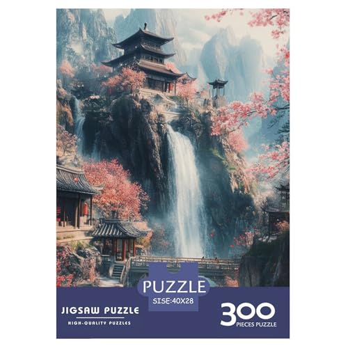 Wasserfall-Kirschblüte Holzpuzzles 300 Teile Für Erwachsene Family Challenging Games Lernspiel Moderne Wohnkultur Geburtstagsgeschenk Stress Relief Toy 300pcs (40x28cm) von SHUNXIFQ