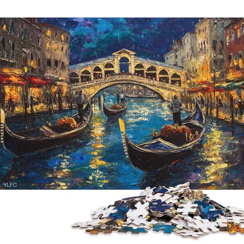 Wasserstadt Venedig Holzpuzzles Erwachsene 500 Teile Family Challenging Games Educational Game Wohnkultur Geburtstagsgeschenk Stress Relief 500pcs (52x38cm) von SHUNXIFQ