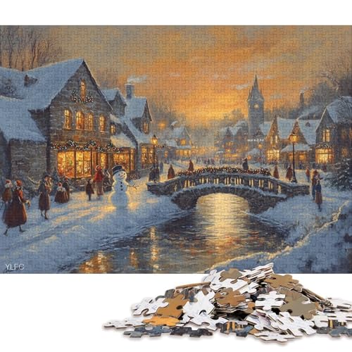 Weihnachtsszene Holzpuzzles Erwachsene 1000 Teile Lernspiel Geschicklichkeitsspiel Für Die Ganze Familie Geburtstagsgeschenk Home Decor Stress Relief 1000pcs (75x50cm) von SHUNXIFQ