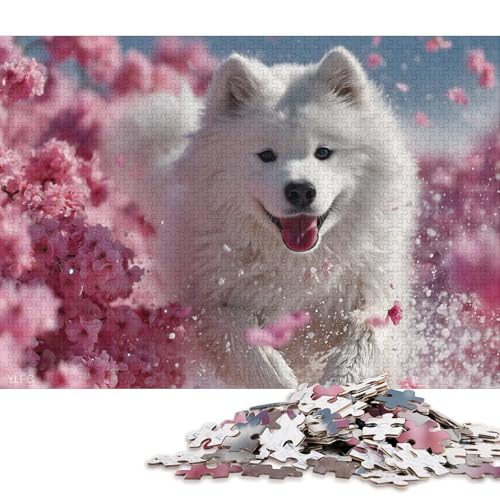 Weißer Samojede Holzpuzzles Für Erwachsene 1000 Teile Family Challenging Games GeburtHirschsgeschenk Lernspiel Wohnkultur Stress Relief 1000pcs (75x50cm) von SHUNXIFQ