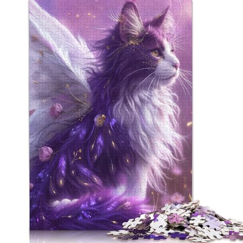 Winged Cat Holzpuzzles 500 Teile Erwachsene Geburtstagsgeschenk Wohnkultur Educational Game Family Challenging Games Stress Relief Toy 500pcs (52x38cm) von SHUNXIFQ