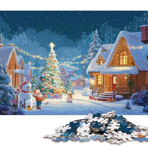 Winter Holzpuzzles 1000 Teile Erwachsene Wohnkultur Geburtstagsgeschenk Geschicklichkeitsspiel Für Die Ganze Familie Lernspiel Stress Relief 1000pcs (75x50cm) von SHUNXIFQ