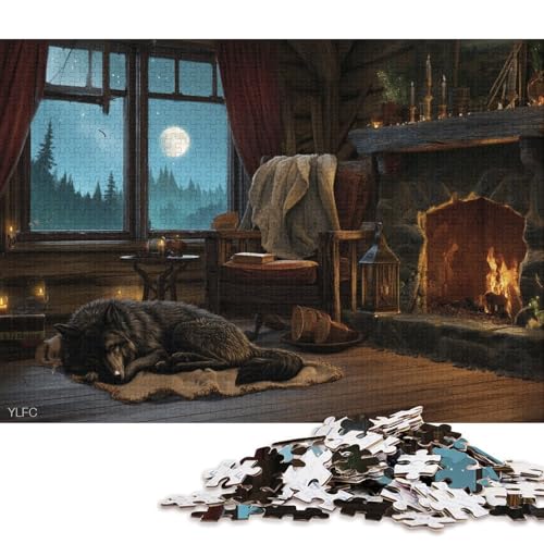 Wölfe Holzpuzzless Für Erwachsene 500 Teile Wohnkultur Lernspiel Family Challenging Games GeburtHirschsgeschenk Stress Relief Toy 500pcs (52x38cm) von SHUNXIFQ