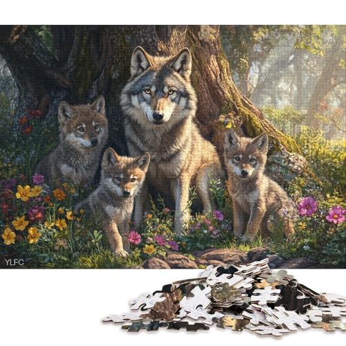 Wolfsfamilie Holzpuzzles 1000 Teile Für Erwachsene Family Challenging Games Moderne Wohnkultur Educational Game Geburtstagsgeschenk Stress Relief 1000pcs (75x50cm) von SHUNXIFQ