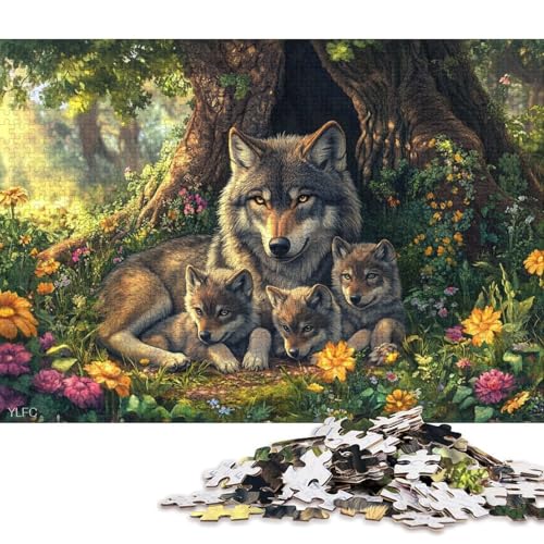 Wolfsfamilie Holzpuzzles 300 Teile Erwachsene Home Decor Family Challenging Games Geburtstagsgeschenk Educational Game Entspannung Und Intelligenz 300pcs (40x28cm) von SHUNXIFQ