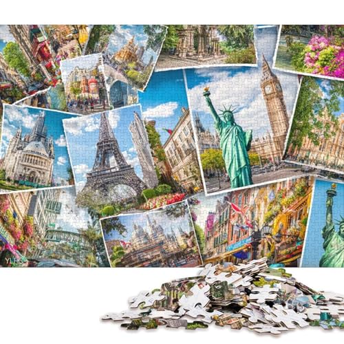 World Berühmte Sehenswürdigkeiten Holzpuzzless 500 Teile Für Erwachsene Wohnkultur Geburtstagsgeschenk Educational Game Family Challenging Games Stress Relief Toy 500pcs (52x38cm) von SHUNXIFQ