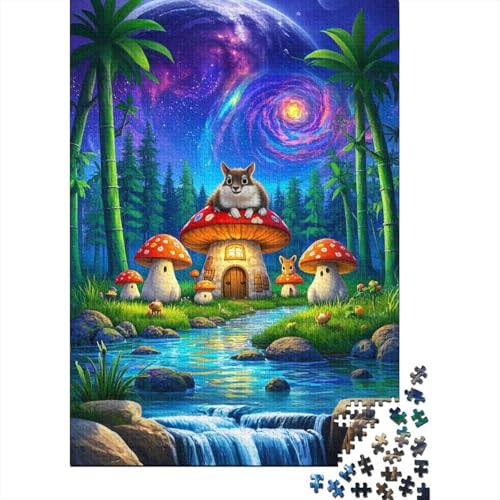 Zauberpilz Holzpuzzless 500 Teile Erwachsene Wohnkultur Educational Game Family Challenging Games Geburtstagsgeschenk Stress Relief Toy 500pcs (52x38cm) von SHUNXIFQ