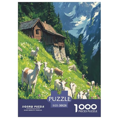Ziege Puzzle 1000 Teile Schwer Puzzle Spielzeug Pädagogisches Spiel Impossible Herausforderungsspielzeug Für Erwachsene Kinder 38x26cm/1000pcs von SHUNXIFQ