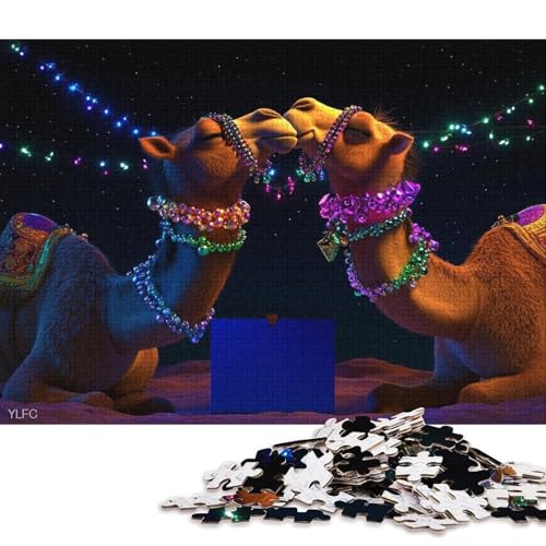 Zwei braune Kamele Holzpuzzles Für Erwachsene 1000 Teile Geburtstagsgeschenk Family Challenging Games Home Decor Educational Game Stress Relief Toy 1000pcs (75x50cm) von SHUNXIFQ