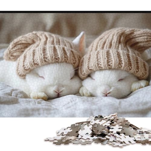 Zwei weiße Kaninchen Holzpuzzles 500 Teile Für Erwachsene Family Challenging Games Lernspiel Moderne Wohnkultur Geburtstagsgeschenk Stress Relief Toy 500pcs (52x38cm) von SHUNXIFQ