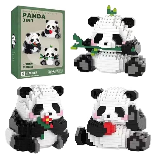 SHUOHONG Mini Bausteine Panda, 3 in 1 Panda Bausteine Set, Klemmbausteine Tiere Niedlich, Mini Bricks Wiederverwendbar, für Geeignet für Kinder ab 6 Jahren Erwachsene Geburtstagsgeschenke (686 Pcs) von SHUOHONG