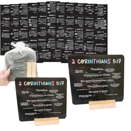 SHUZHENG 52 Skripture Cards with Bible Verses and Wooden Stand - Christian Gifts for Women,Kids,Christian Bible Trivia Memory Card Crafts Set, Teach Sunday School Gifts for Every Week of The Year SHUZHENG 52 Skripture Cards with Bible Verses and Wooden Stand - Christian Gifts for Women,Kids,Christian Bible Trivia Memory Card Crafts Set, Teach Sunday School Gifts for Every Week of The Year von SHUZHENG