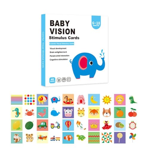 Baby-Lernkarten, visuelle Stimulationskarten, kontrastreiche Baby-Lernkarte, für Babys und Monate, Alter bis 0–3–6–18–36 von SHYKNYU