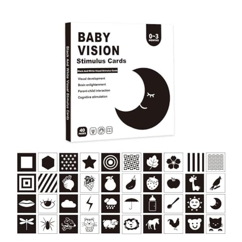 Baby-Lernkarten, visuelle Stimulationskarten, kontrastreicher Baby-Lernkarte, für Zeit, Bauch bis Babys, Alter von 0–3–6–18–36 Jahren von SHYKNYU