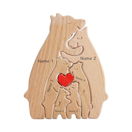 Benutzerdefinierte Name Puzzle Personalisierte Bär Familie Figuren Holz Kunst Puzzle Holztiere Familie Andenken für Mama Papa Kind von SHYKNYU