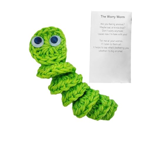 SHYKNYU Emotional Support Worm Crochet Positive Worm Crochet Gift with Card, Funny Gift Hug Handmade Token, Pocket Kn Crochet von SHYKNYU