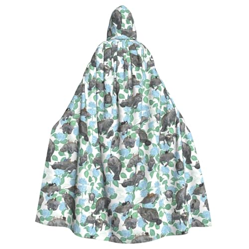 Kaninchen Manatees Kapuzenumhang für Erwachsene, stilvoller Umhang für Karneval, Motto-Partys, Cosplays, Kostüme, Partyzubehör von SHuWeiD