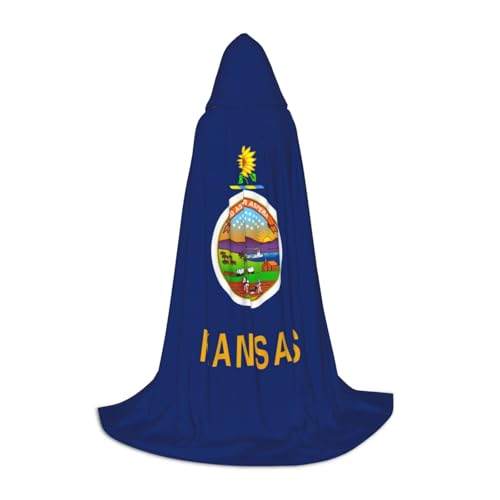 Kansas State Flag Print Eleganter Kapuzenumhang mit bezauberndem Flair für Frauen, Cosplay und Themenpartys von SHuWeiD