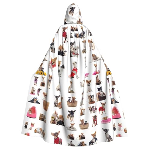 Kapuzenumhang mit niedlichem Chihuahua-Mopsmuster, für Erwachsene, stilvoller Umhang für Karneval, Mottopartys, Cosplay, Kostüm, Partyzubehör Kapuzenumhang mit niedlichem Chihuahua-Mopsmuster, für Erwachsene, stilvoller Umhang für Karneval, Mottopartys, Cosplay, Kostüm, Partyzubehör von SHuWeiD