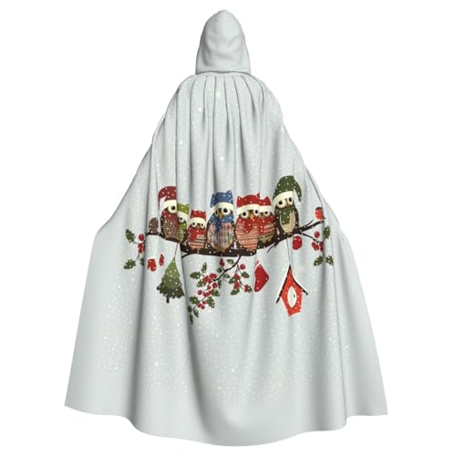 Niedliche Weihnachts-Eulen auf Ast, Kapuzenumhang für Erwachsene, stilvoller Umhang für Karneval, Motto-Partys, Cosplays, Kostüm, Partyzubehör von SHuWeiD
