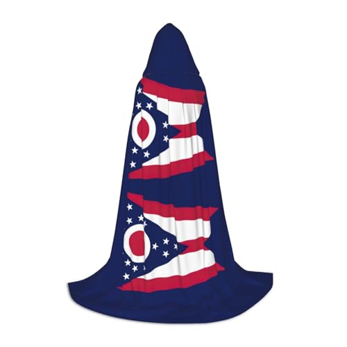 Ohio State Flag Print Eleganter Kapuzenumhang mit bezauberndem Flair für Frauen, Cosplay und Themenpartys von SHuWeiD