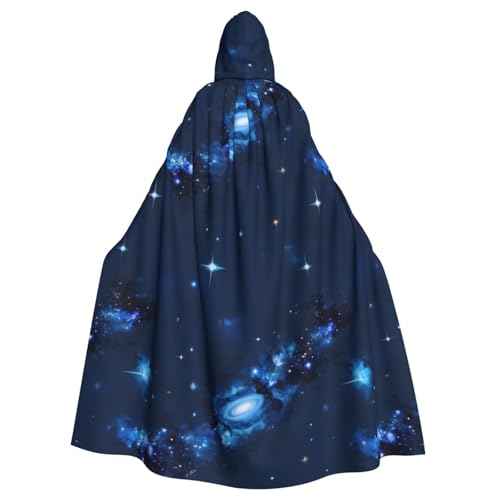 SHuWeiD Blaues Galaxie-Muster, neutraler Kapuzenumhang für Erwachsene, übergroßer Kapuzenumhang mit Schleife, kein Reißverschluss, lang und bequem von SHuWeiD