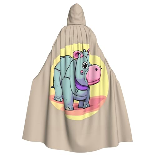 SHuWeiD Cartoon Hippo Neutral Erwachsene Kapuzenumhang Übergroßer Kapuzenumhang mit Schleife, kein Reißverschluss, lang und bequem von SHuWeiD