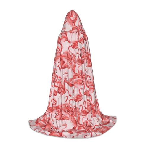 SHuWeiD Eleganter Kapuzenumhang mit Flamingo-Print und bezauberndem Flair für Frauen, Cosplay und Themenpartys von SHuWeiD