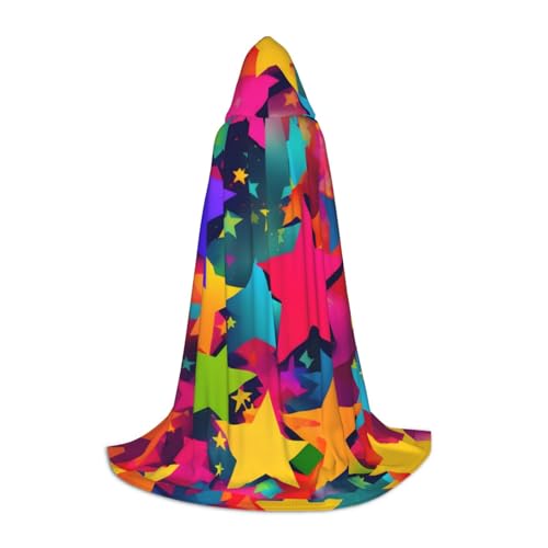 SHuWeiD Eleganter Kapuzenumhang mit Regenbogen-Sterne-Aufdruck mit bezauberndem Flair für Frauen, Cosplay und Themenpartys SHuWeiD Eleganter Kapuzenumhang mit Regenbogen-Sterne-Aufdruck mit bezauberndem Flair für Frauen, Cosplay und Themenpartys von SHuWeiD