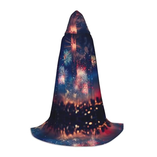 SHuWeiD Feuerwerk-Druck, eleganter Kapuzenumhang mit bezauberndem Flair für Frauen, Cosplay und Mottopartys von SHuWeiD