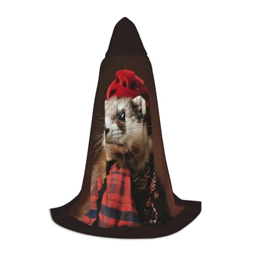 SHuWeiD Französisches Modemodell Frettchen-Druck, eleganter Kapuzenumhang mit bezauberndem Flair für Frauen, Cosplay und Themenpartys SHuWeiD Französisches Modemodell Frettchen-Druck, eleganter Kapuzenumhang mit bezauberndem Flair für Frauen, Cosplay und Themenpartys von SHuWeiD