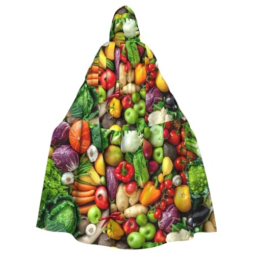 SHuWeiD Fresh Fruits and Vegetables Neutraler Kapuzenumhang für Erwachsene, übergroßer Kapuzenumhang mit Schleife, kein Reißverschluss, lang und bequem von SHuWeiD
