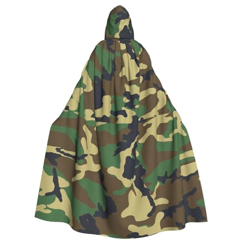 SHuWeiD Grüner Militär-Camouflage-neutraler Kapuzenumhang für Erwachsene, übergroßer Kapuzenumhang mit Schleife, kein Reißverschluss, lang und bequem von SHuWeiD