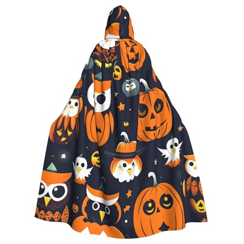 SHuWeiD Halloween Eule Geist Kürbis Neutral Erwachsene Kapuzenumhang Übergroßer Kapuzenumhang mit Schleife, kein Reißverschluss, lang und bequem von SHuWeiD