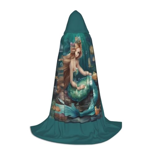 SHuWeiD Märchen-Mermaid04-Druck, eleganter Kapuzenumhang mit bezauberndem Flair für Frauen, Cosplay und Mottopartys von SHuWeiD