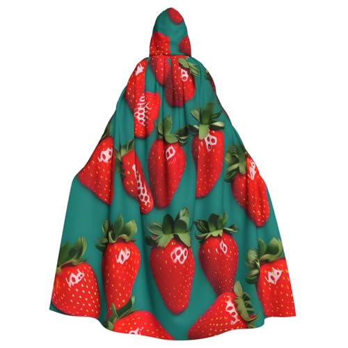 SHuWeiD Many Strawberry Neutral Adult Hooded Cape, Oversized Hooded Cape with Bow, No Zipper, Long and Comfortable von SHuWeiD