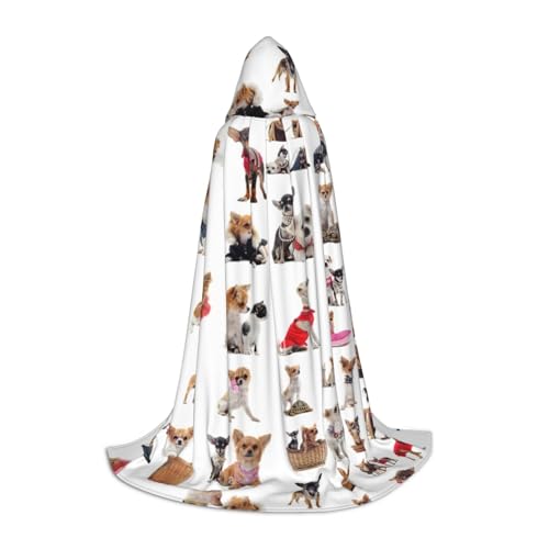 SHuWeiD Niedlicher Chihuahua-Mopsmuster-Druck, eleganter Kapuzenumhang mit bezauberndem Flair für Frauen, Cosplay und Themenpartys SHuWeiD Niedlicher Chihuahua-Mopsmuster-Druck, eleganter Kapuzenumhang mit bezauberndem Flair für Frauen, Cosplay und Themenpartys von SHuWeiD