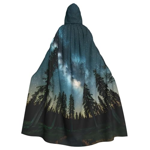 SHuWeiD Night Sky with Trees Neutral Adult Hooded Cape, Oversized Hooded Cape with Bow, No Zipper, Long and Comfortable von SHuWeiD