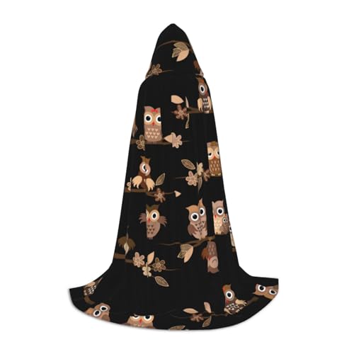 SHuWeiD Süßer brauner Cartoon-Eulen-Druck, eleganter Kapuzenumhang mit bezauberndem Flair für Frauen, Cosplay und Themenpartys von SHuWeiD