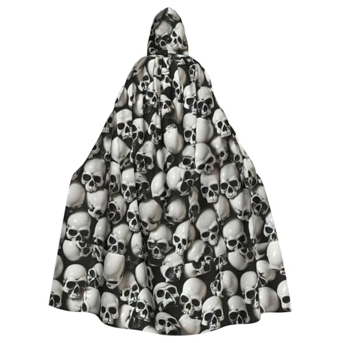 Schwarzer Totenkopf-Kapuzenumhang für Erwachsene, stilvoller Umhang für Karneval, Motto-Partys, Cosplays, Kostüme, Partyzubehör von SHuWeiD