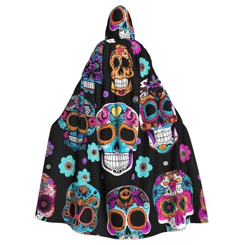 Sugar Skull Kapuzenumhang für Erwachsene, stilvoller Umhang für Karneval, Motto-Partys, Cosplays, Kostüm, Partyzubehör Sugar Skull Kapuzenumhang für Erwachsene, stilvoller Umhang für Karneval, Motto-Partys, Cosplays, Kostüm, Partyzubehör von SHuWeiD