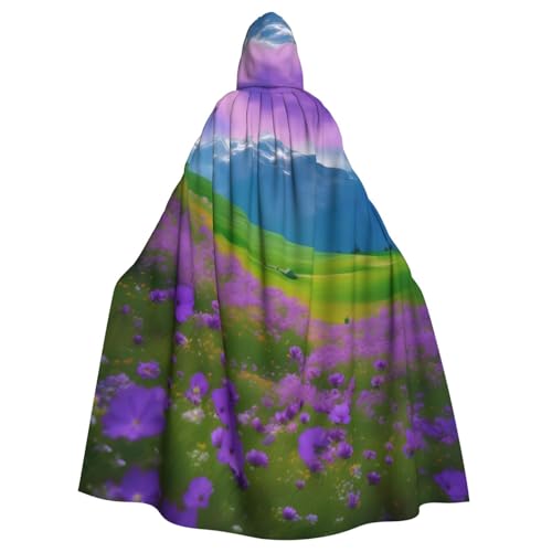 Umhang mit Kapuze, Motiv: Natur, violett, Blumen, Wiese, Berge, malerischer Umhang für Erwachsene, stilvoll, für Karneval, Mottopartys, Cosplays, Kostümpartys, Partyzubehör Umhang mit Kapuze, Motiv: Natur, violett, Blumen, Wiese, Berge, malerischer Umhang für Erwachsene, stilvoll, für Karneval, Mottopartys, Cosplays, Kostümpartys, Partyzubehör von SHuWeiD