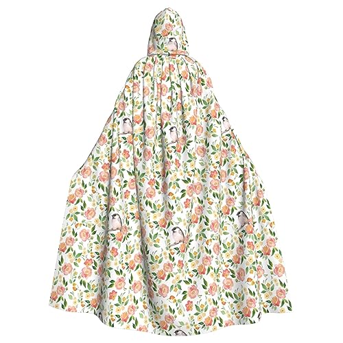 Umhang mit Kapuze und Blumen und Vögeln für Erwachsene, stilvoller Umhang für Karneval, Mottopartys, Cosplays, Kostümparty-Zubehör von SHuWeiD
