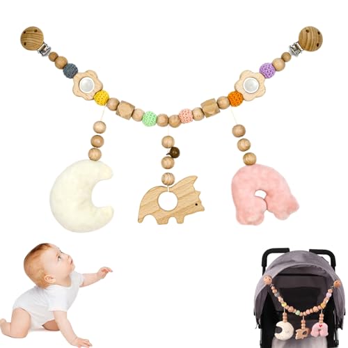 SI SEN Kinderwagenkette Holz, Kinderwagen Kette Für Babys, Regenbogenmond Kinderwagenkette Junge Mädchen, für Babys und Kleinkinder ab 3+ Monaten SI SEN Kinderwagenkette Holz, Kinderwagen Kette Für Babys, Regenbogenmond Kinderwagenkette Junge Mädchen, für Babys und Kleinkinder ab 3+ Monaten von SI SEN