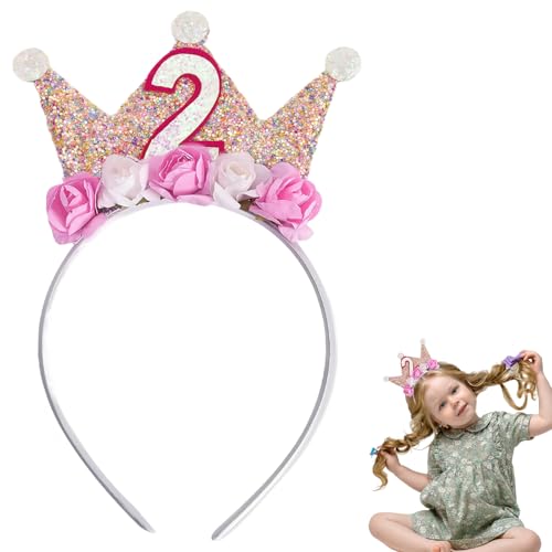 SI SEN Prinzessin Krone Geburtstag Stirnband mit Rose Blumen, Krone Geburtstag Mädchen, Geburtstagskrone Baby, für Baby-Geburtstagsparty-Dekorationsgeschenk (zwei Jahre alt) SI SEN Prinzessin Krone Geburtstag Stirnband mit Rose Blumen, Krone Geburtstag Mädchen, Geburtstagskrone Baby, für Baby-Geburtstagsparty-Dekorationsgeschenk (zwei Jahre alt) von SI SEN
