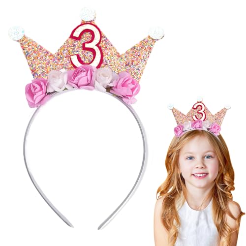 SI SEN Prinzessin Krone Geburtstag Stirnband mit Rose Blumen, Krone Geburtstag Mädchen, Geburtstagskrone Baby, für Baby-Geburtstagsparty-Dekorationsgeschenk (drei Jahre alt) SI SEN Prinzessin Krone Geburtstag Stirnband mit Rose Blumen, Krone Geburtstag Mädchen, Geburtstagskrone Baby, für Baby-Geburtstagsparty-Dekorationsgeschenk (drei Jahre alt) von SI SEN