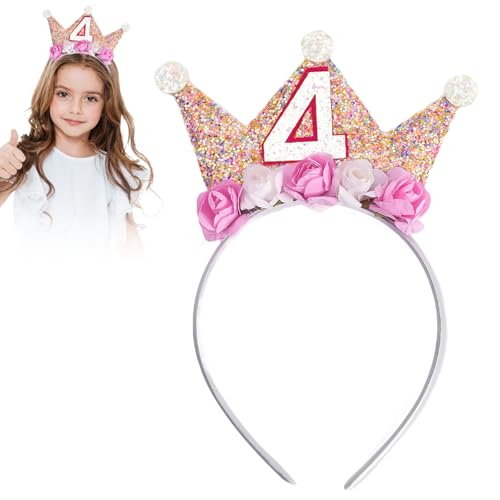 SI SEN Prinzessin Krone Geburtstag Stirnband mit Rose Blumen, Krone Geburtstag Mädchen, Geburtstagskrone Baby, für Baby-Geburtstagsparty-Dekorationsgeschenk (vier Jahre alt) SI SEN Prinzessin Krone Geburtstag Stirnband mit Rose Blumen, Krone Geburtstag Mädchen, Geburtstagskrone Baby, für Baby-Geburtstagsparty-Dekorationsgeschenk (vier Jahre alt) von SI SEN