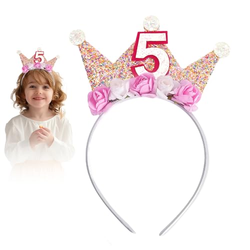 SI SEN Prinzessin Krone Geburtstag Stirnband mit Rose Blumen, Krone Geburtstag Mädchen, Geburtstagskrone Baby, für Baby-Geburtstagsparty-Dekorationsgeschenk (fünf Jahre alt) SI SEN Prinzessin Krone Geburtstag Stirnband mit Rose Blumen, Krone Geburtstag Mädchen, Geburtstagskrone Baby, für Baby-Geburtstagsparty-Dekorationsgeschenk (fünf Jahre alt) von SI SEN