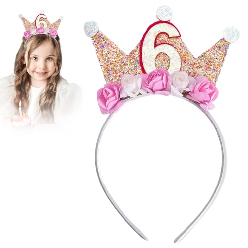 SI SEN Prinzessin Krone Geburtstag Stirnband mit Rose Blumen, Krone Geburtstag Mädchen, Geburtstagskrone Baby, für Baby-Geburtstagsparty-Dekorationsgeschenk (sechs Jahre alt) SI SEN Prinzessin Krone Geburtstag Stirnband mit Rose Blumen, Krone Geburtstag Mädchen, Geburtstagskrone Baby, für Baby-Geburtstagsparty-Dekorationsgeschenk (sechs Jahre alt) von SI SEN